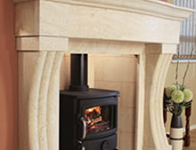 Newman Taberno Limestone Fireplace
